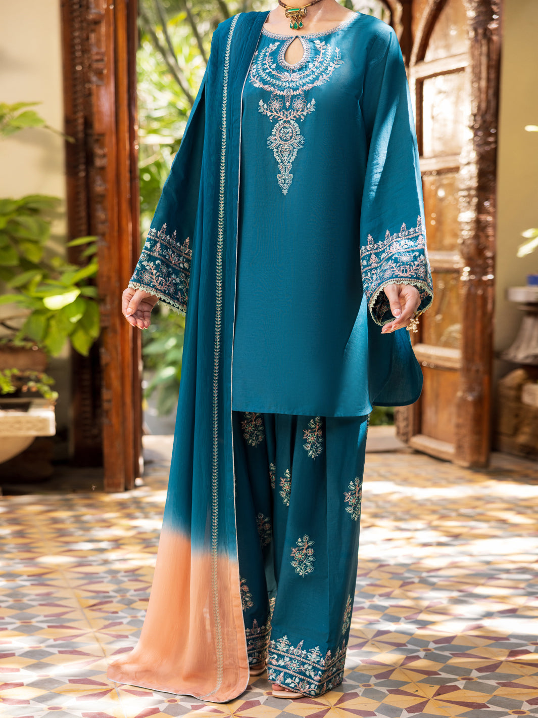 Turquoise Stitched 3Pc - ALP-3PS-2602