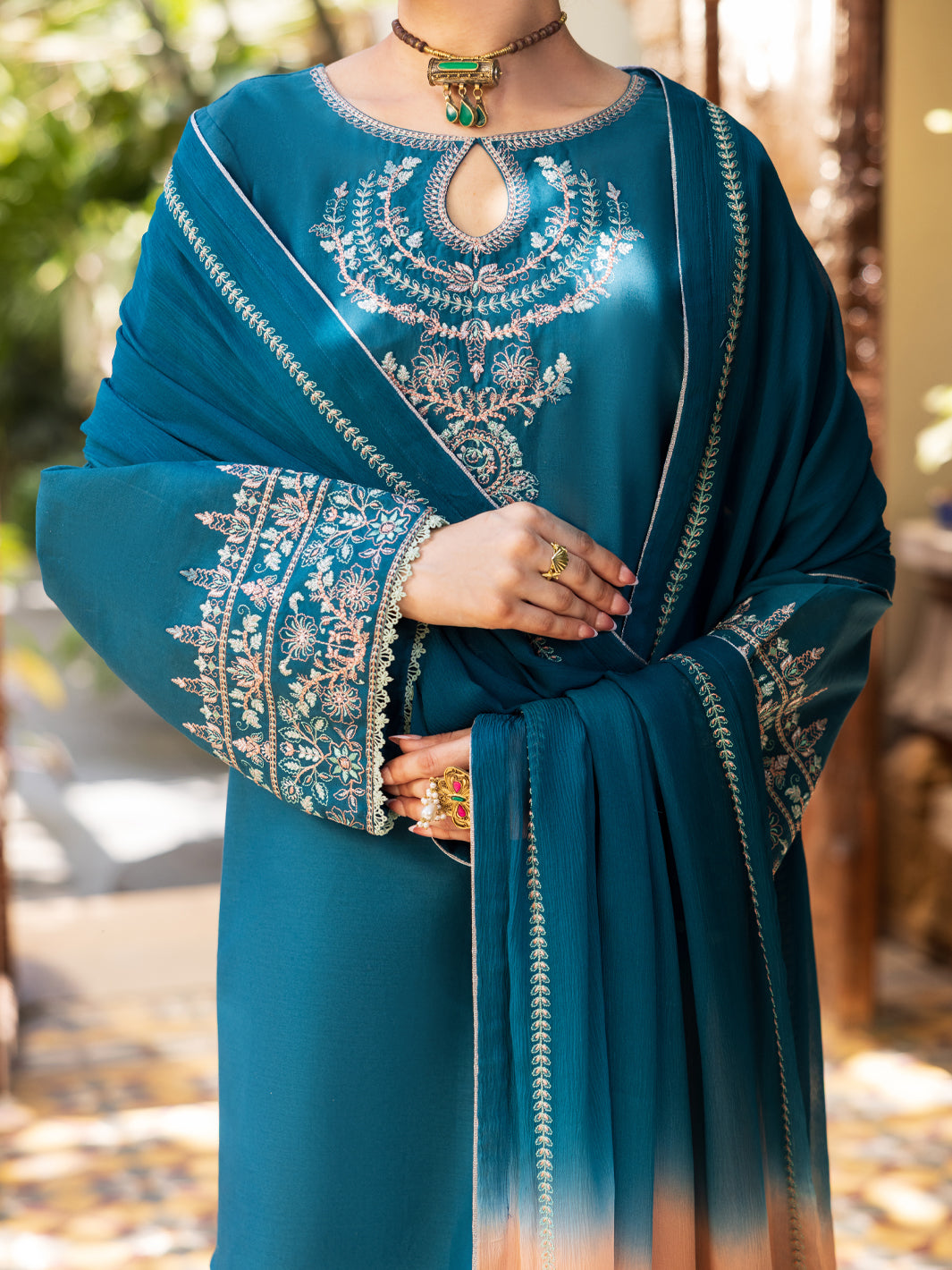 Turquoise Stitched 3Pc - ALP-3PS-2602