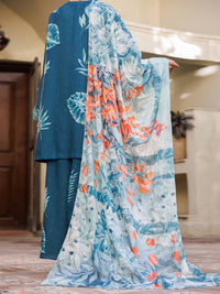 Teal Poly Lawn Stitched 3 Piece - ALP-3PS-2603