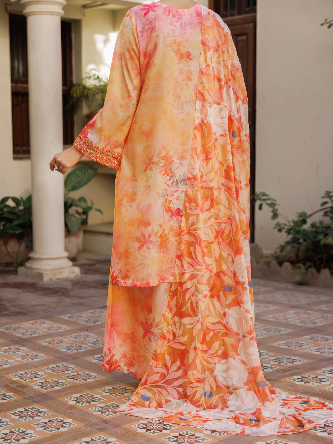 Peach Poly Lawn Stitched 3 Piece - ALP-3PS-2606