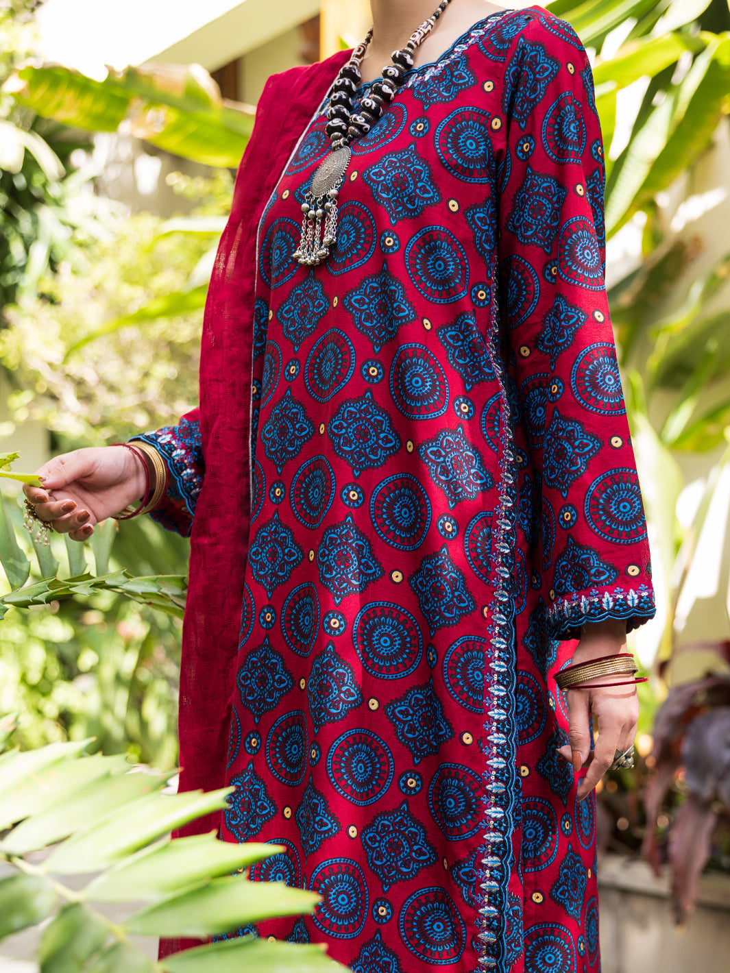 Maroon Cotton Stitched 3PC - ALP-3PS-2609