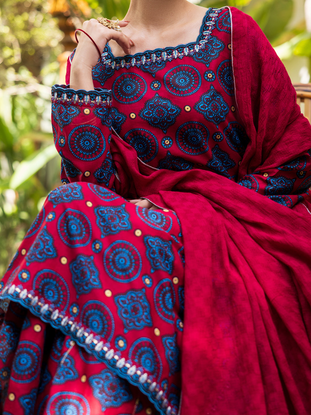 Maroon Cotton Stitched 3PC - ALP-3PS-2609