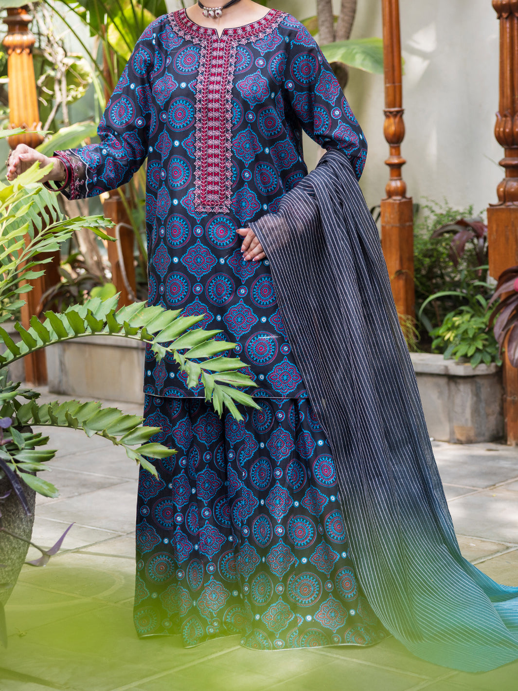 Dark Blue Lawn Stitched 3PC - ALP-3PS-2610