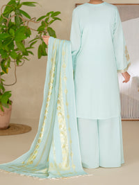 Sky Blue Yarn Dyed Lurex Stitched 3 Piece - ALP-3PS-2617