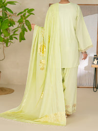 Light Green Golden Zari Dobby Stitched 3Pc - ALP-3PS-2618
