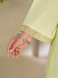 Light Green Golden Zari Dobby Stitched 3Pc - ALP-3PS-2618
