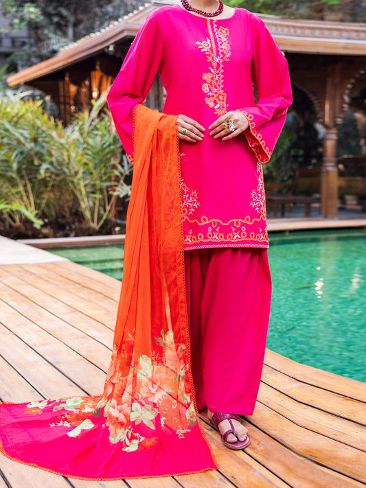 Pink Cotton Stitched 3PC - ALP-3PS-2625