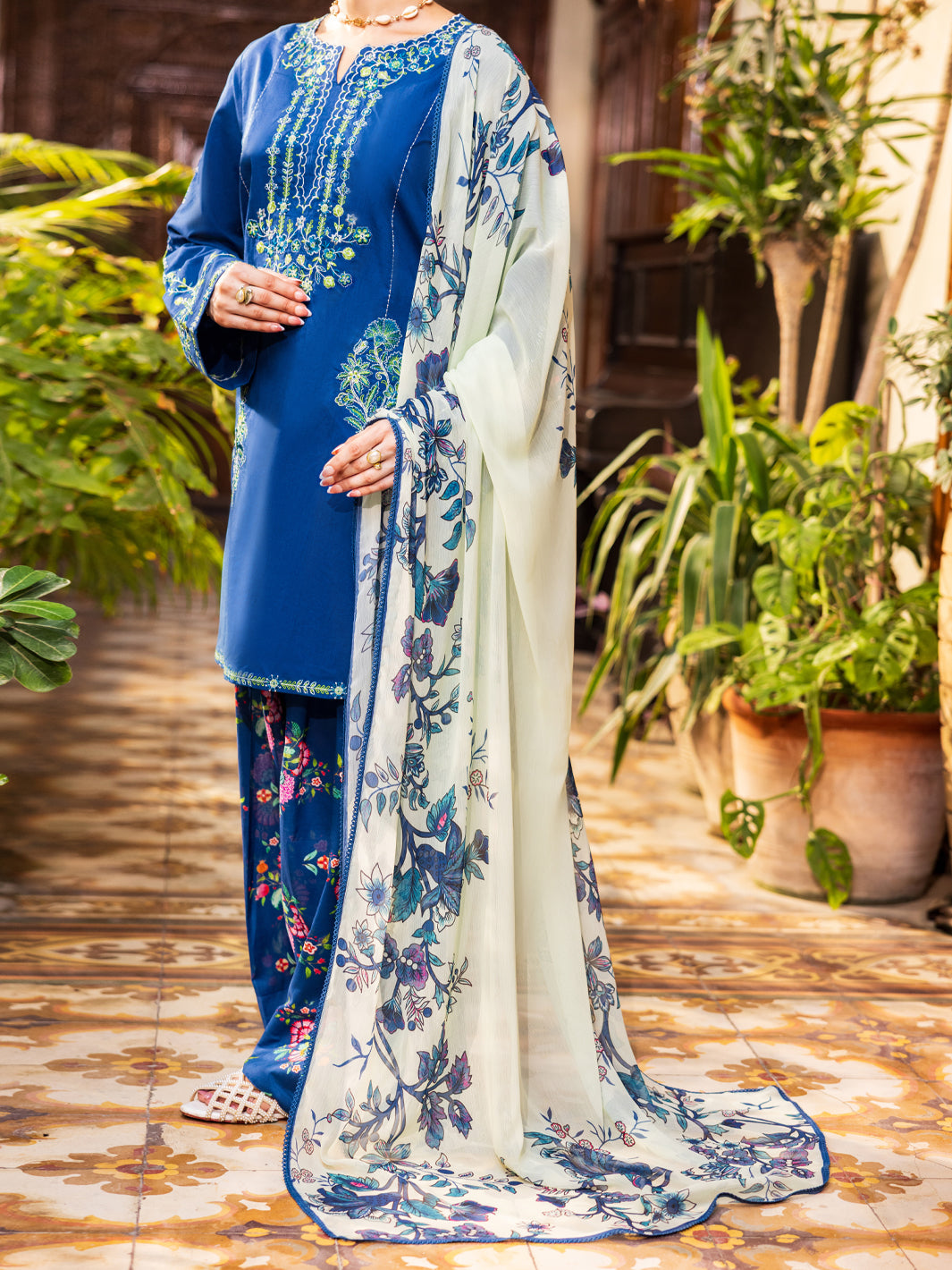 Blue Cotton Stitched 3PC - ALP-3PS-2627