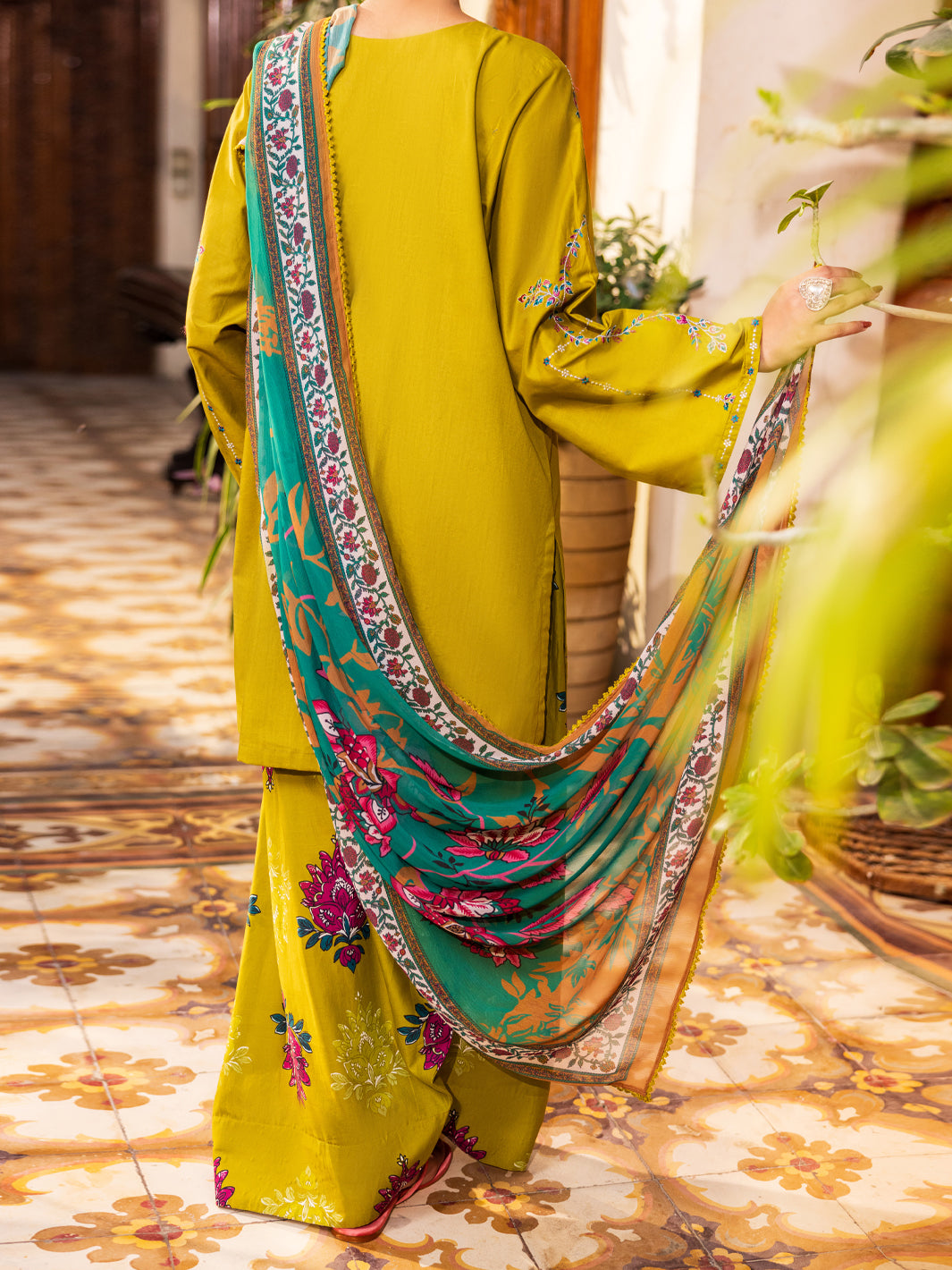Green Cotton Stitched 3PC - ALP-3PS-2628