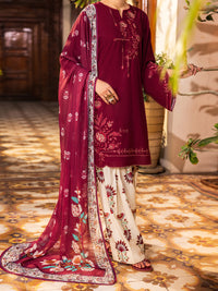 Maroon Cotton Stitched 3 Piece - ALP-3PS-2629