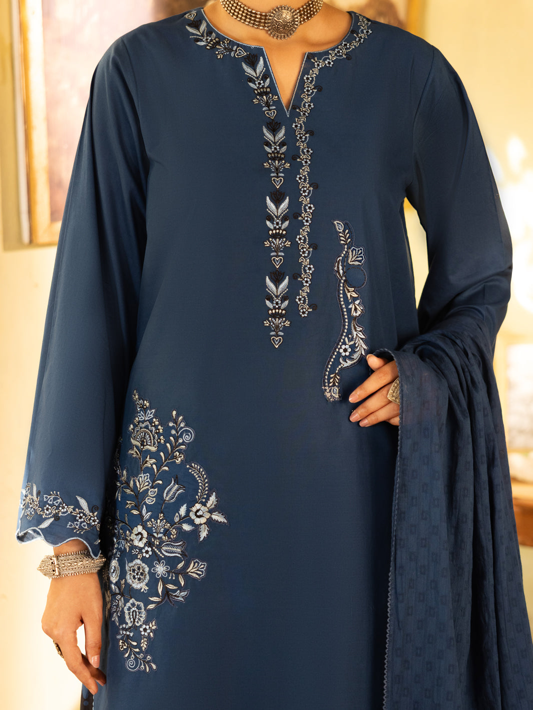 Blue Cotton Stitched 3 Piece - ALP-3PS-2635