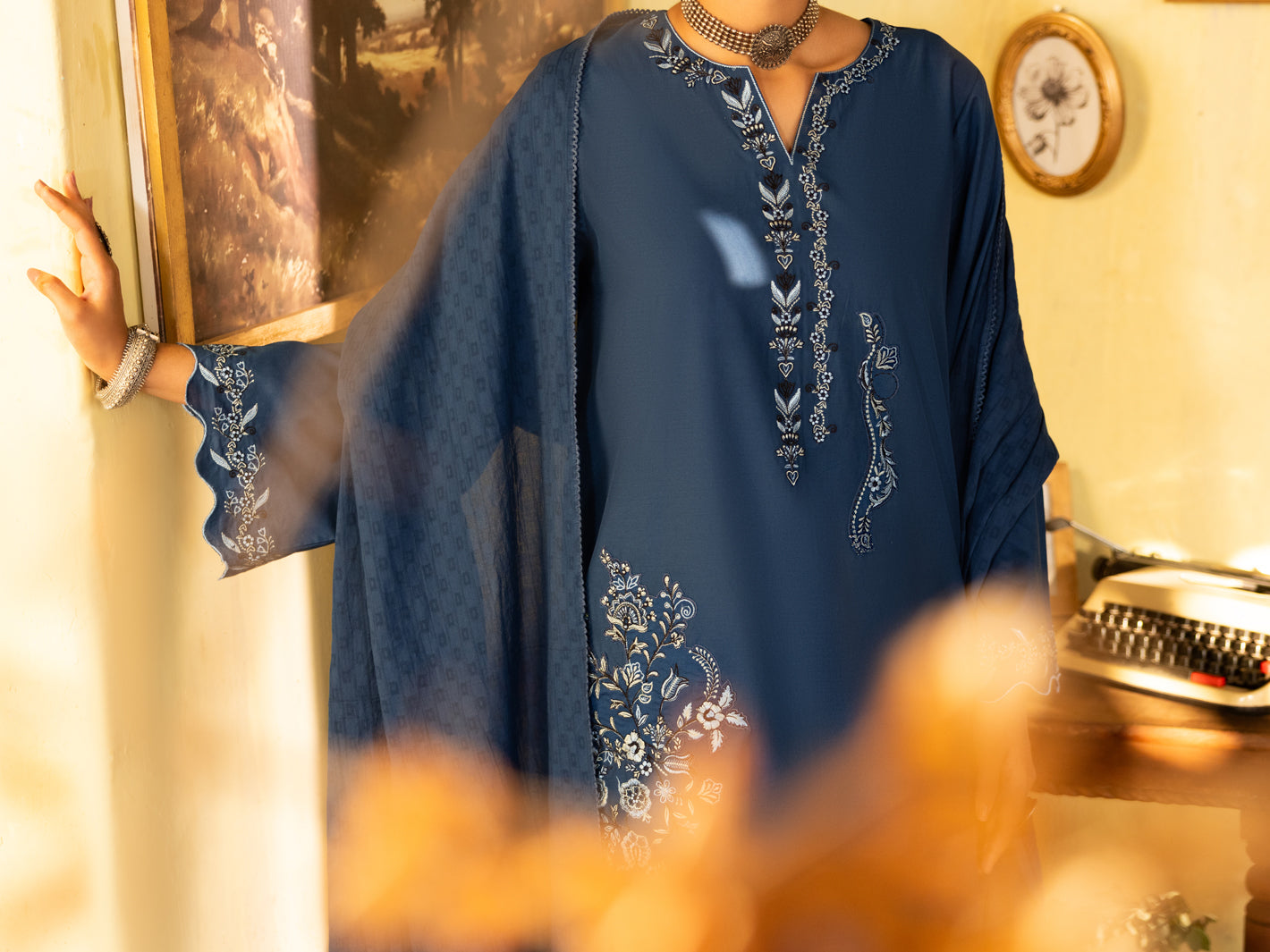 Blue Cotton Stitched 3 Piece - ALP-3PS-2635