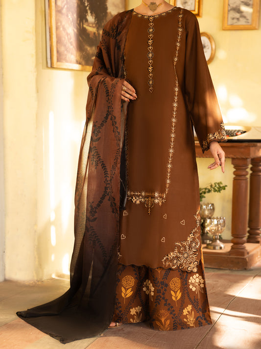Brown Cotton Stitched 3 Piece - ALP-3PS-2637
