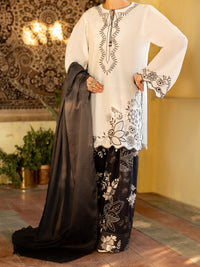 Black & White Cotton Stitched 3 Piece - ALP-3PS-2638