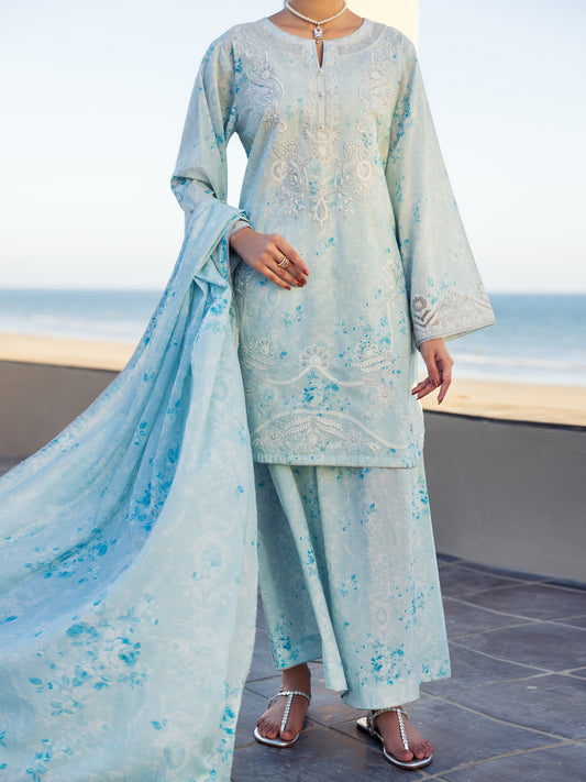 Sky Blue Cotton 3Pc Stitched - ALP-3PS-2641