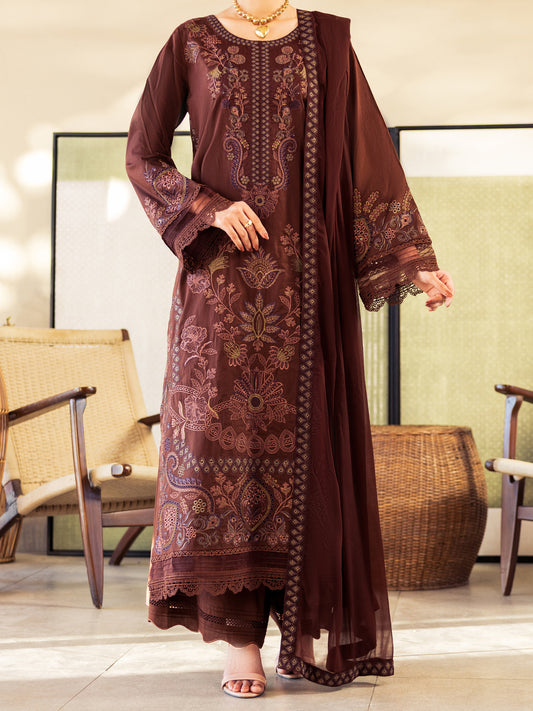 Brown Lawn Unstitched 3Pc - ALP-3PS-2643