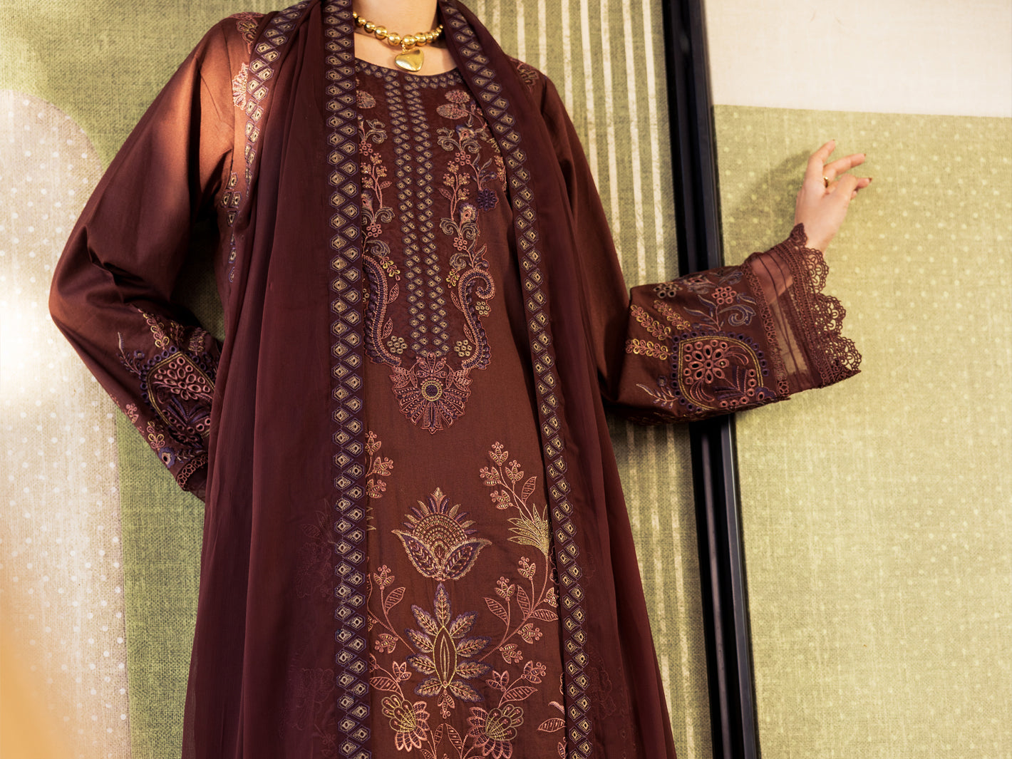 Brown Lawn Stitched 3Pc - ALP-3PS-2643