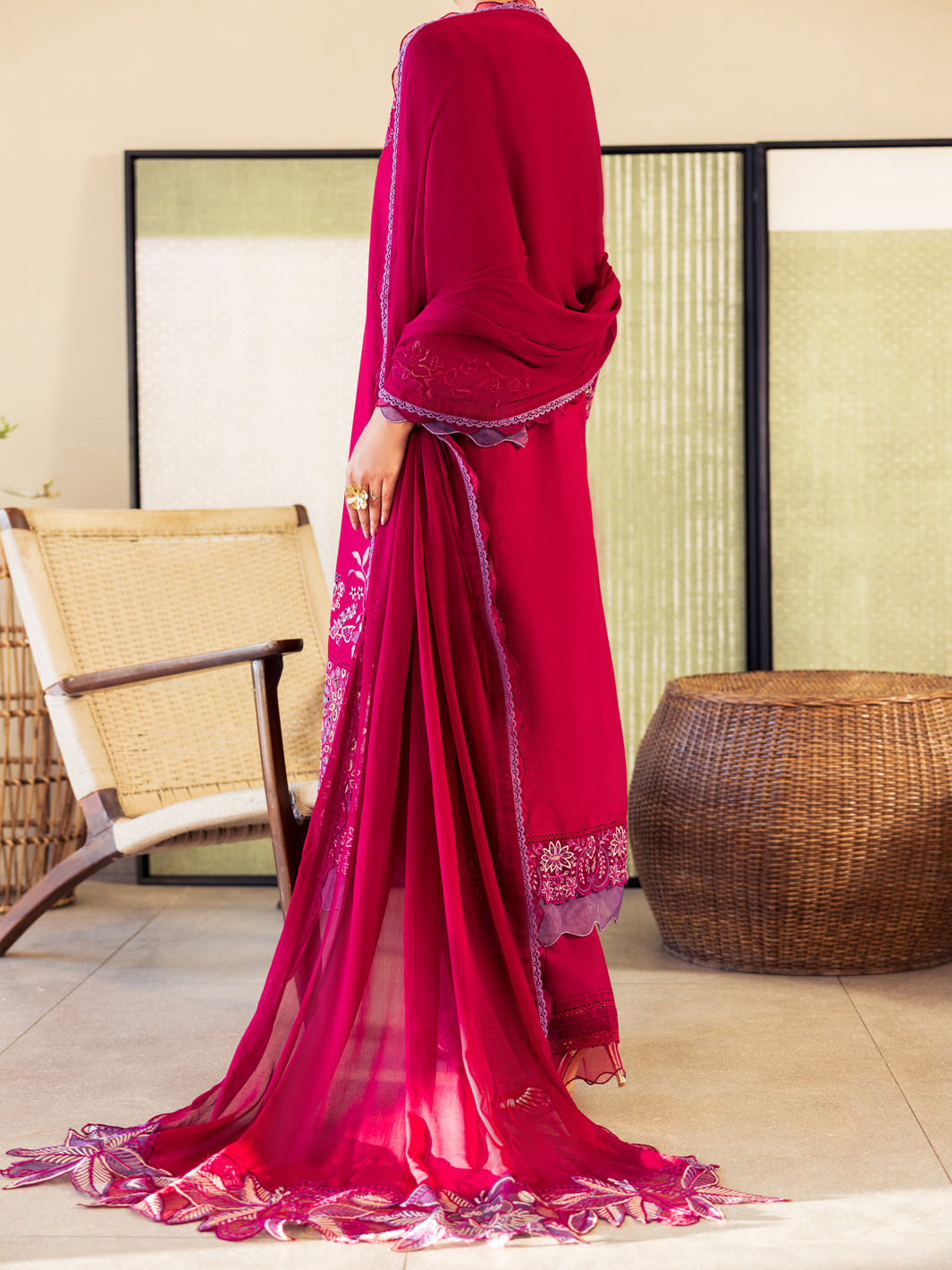 Fuchsia Cotton Stitched 3Pc - ALP-3PS-2644