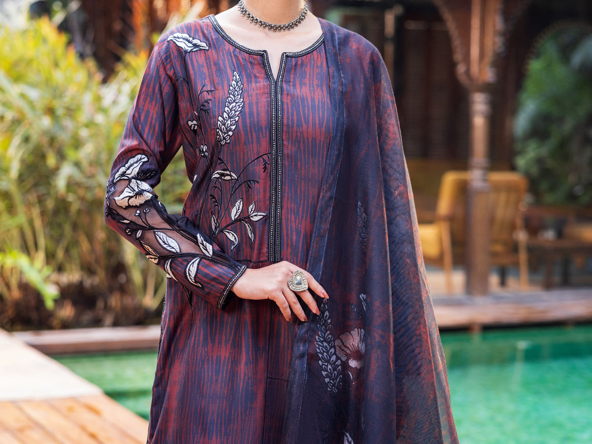 Brown Silk Lawn 3Pc Stitched - ALP-SS-3PS-2652