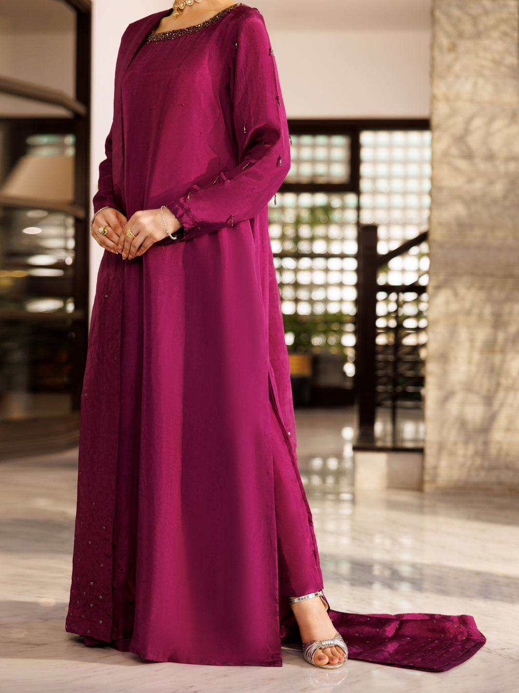 Purple Silk Stitched 3PC - ALP-3PS-2659