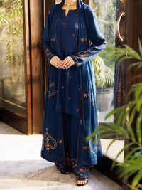 Blue Sheesha Silk 3Pc Stitched - ALP-3PS-2667
