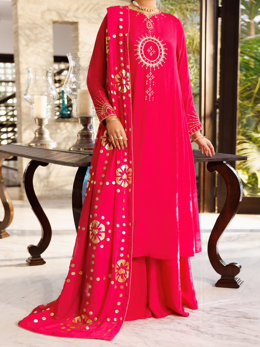 Fuchsia Viscose Sheesha Silk 3Pc Stitched - ALP-3PS-2668