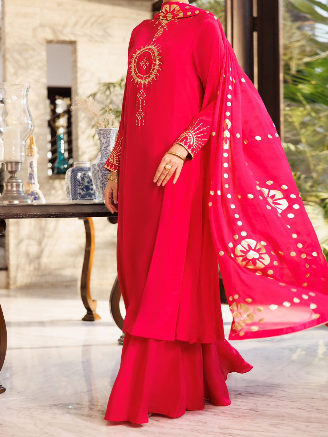 Fuchsia Viscose Sheesha Silk 3Pc Stitched - ALP-3PS-2668