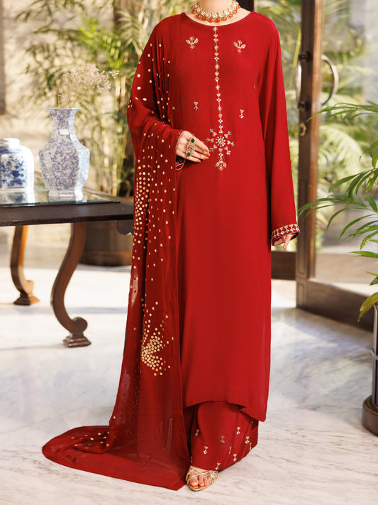 Maroon Silk Stitched 3Pc- ALP-3PS-2669