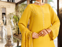 Yellow Viscose Sheesha Silk Stitched 3Pc- ALP-3PS-2670