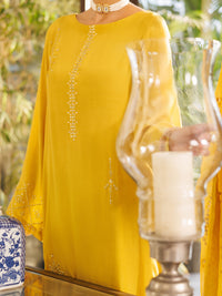 Yellow Viscose Sheesha Silk Stitched 3Pc- ALP-3PS-2670