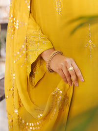 Yellow Viscose Sheesha Silk Stitched 3Pc- ALP-3PS-2670