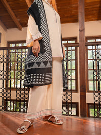 Off White Dobby Stitched 3Pc - ALP-3PS-2674