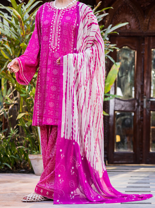 Pink Cotton Stitched 3PC - ALP-3PS-2675