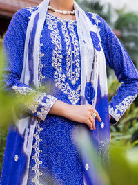 Blue Lawn Stitched 3PC - ALP-3PS-2676