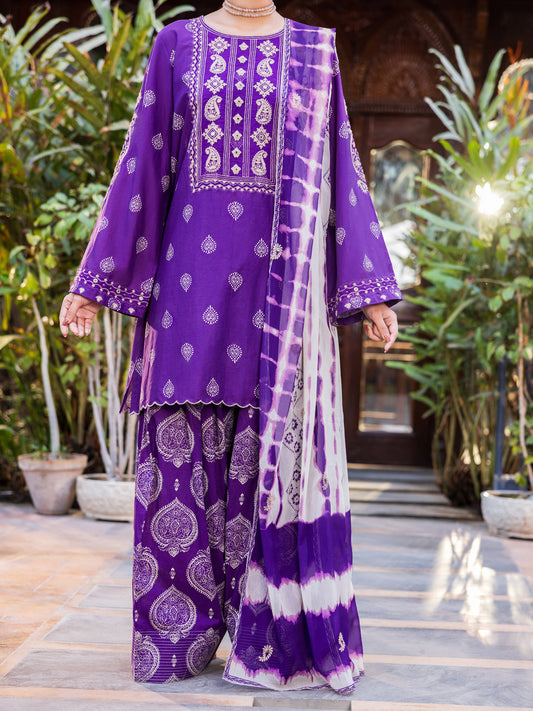 PURPLE COTTON 3PC STITCHED - ALP-3PS-2677