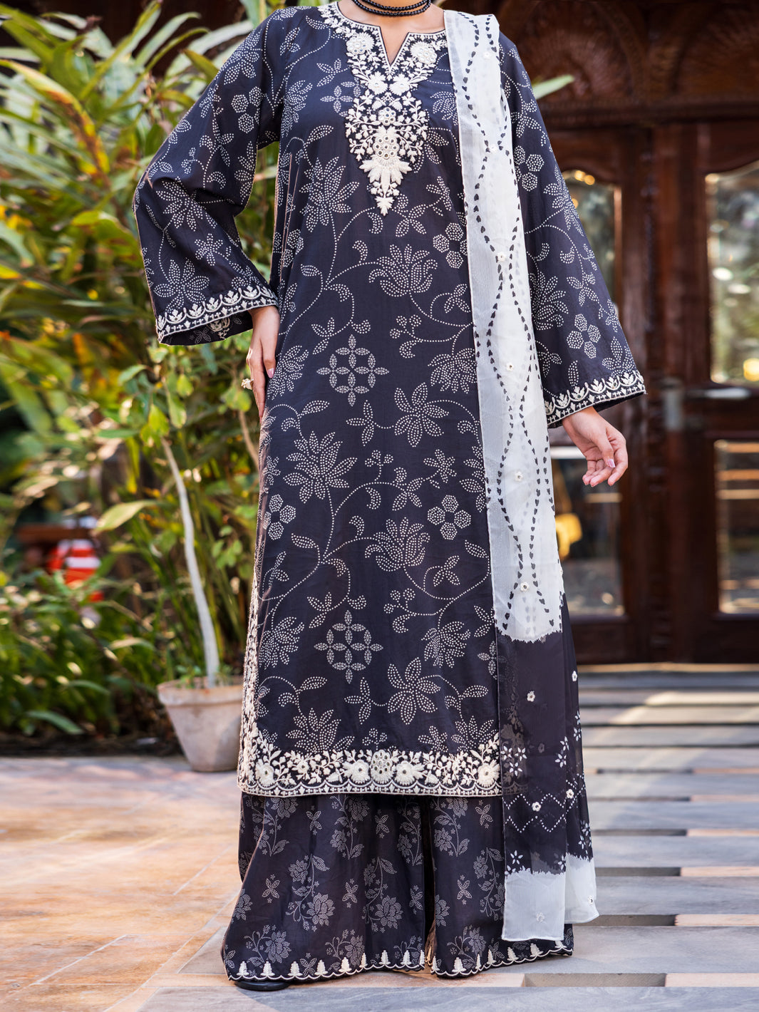 Black Lawn Stitched 3PC  - Women Stitched 3 Piece | ALMIRAH