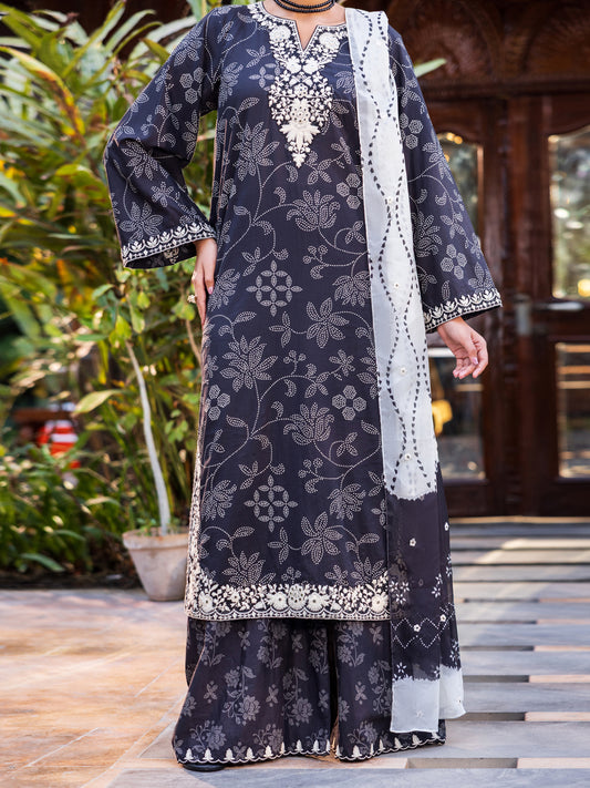 Black Lawn Stitched 3PC - ALP-3PS-2678