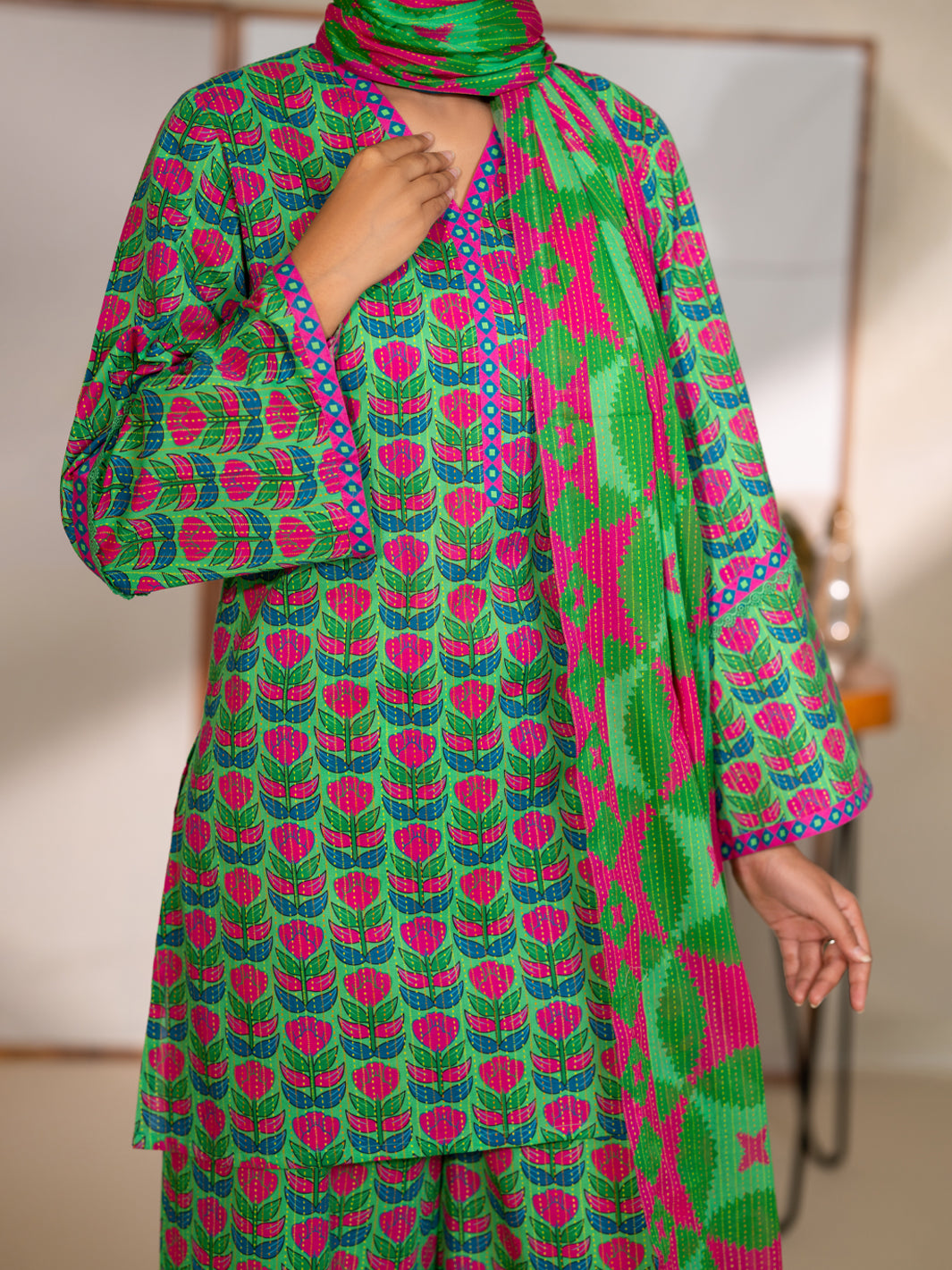 Green Lawn Unstitched 3PC - ALP-3PS-2680