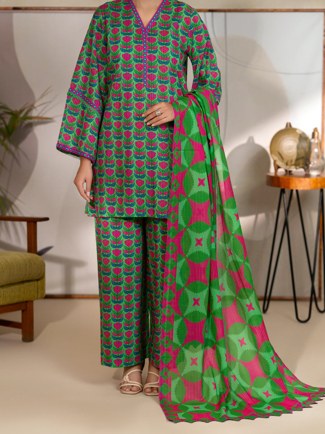 Green Lawn Unstitched 3PC - ALP-3PS-2680