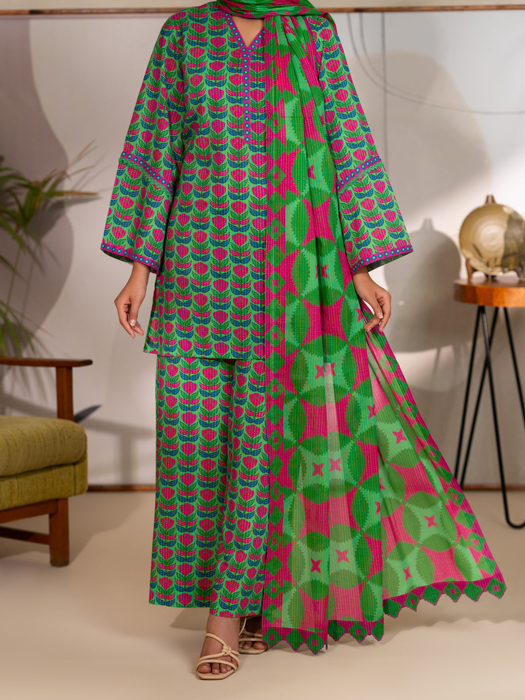 Green Lawn Unstitched 3PC - ALP-3PS-2680