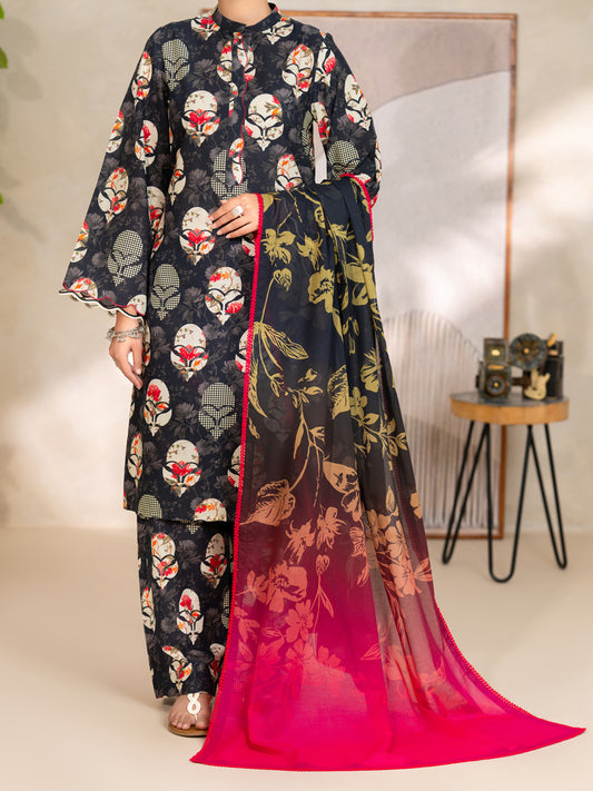 Black Lawn Unstitched 3PC - ALP-3PS-2686