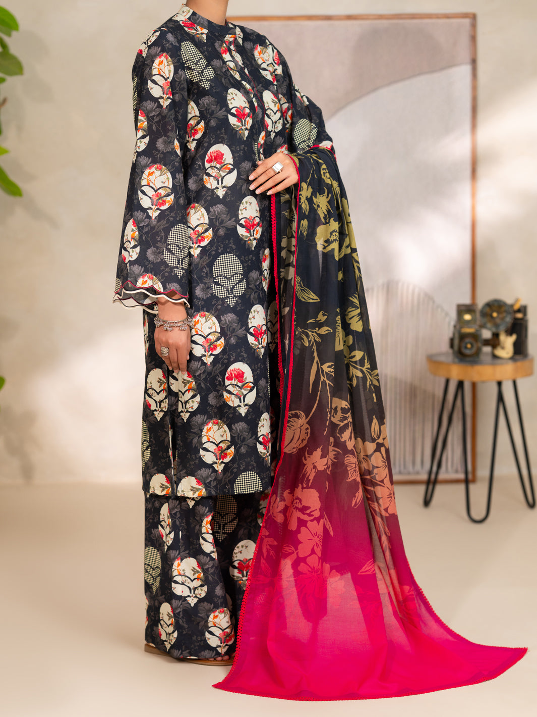 Black Lawn Unstitched 3PC - ALP-3PS-2686