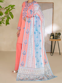Peach Dyed Lawn Unstitched 3Pc - ALP-3PS-2687