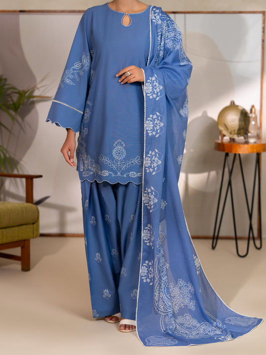 Blue Dyed Lawn Unstitched 3 Piece - ALP-3PS-2689