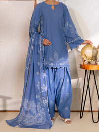 Blue Dyed Lawn Unstitched 3 Piece - ALP-3PS-2689