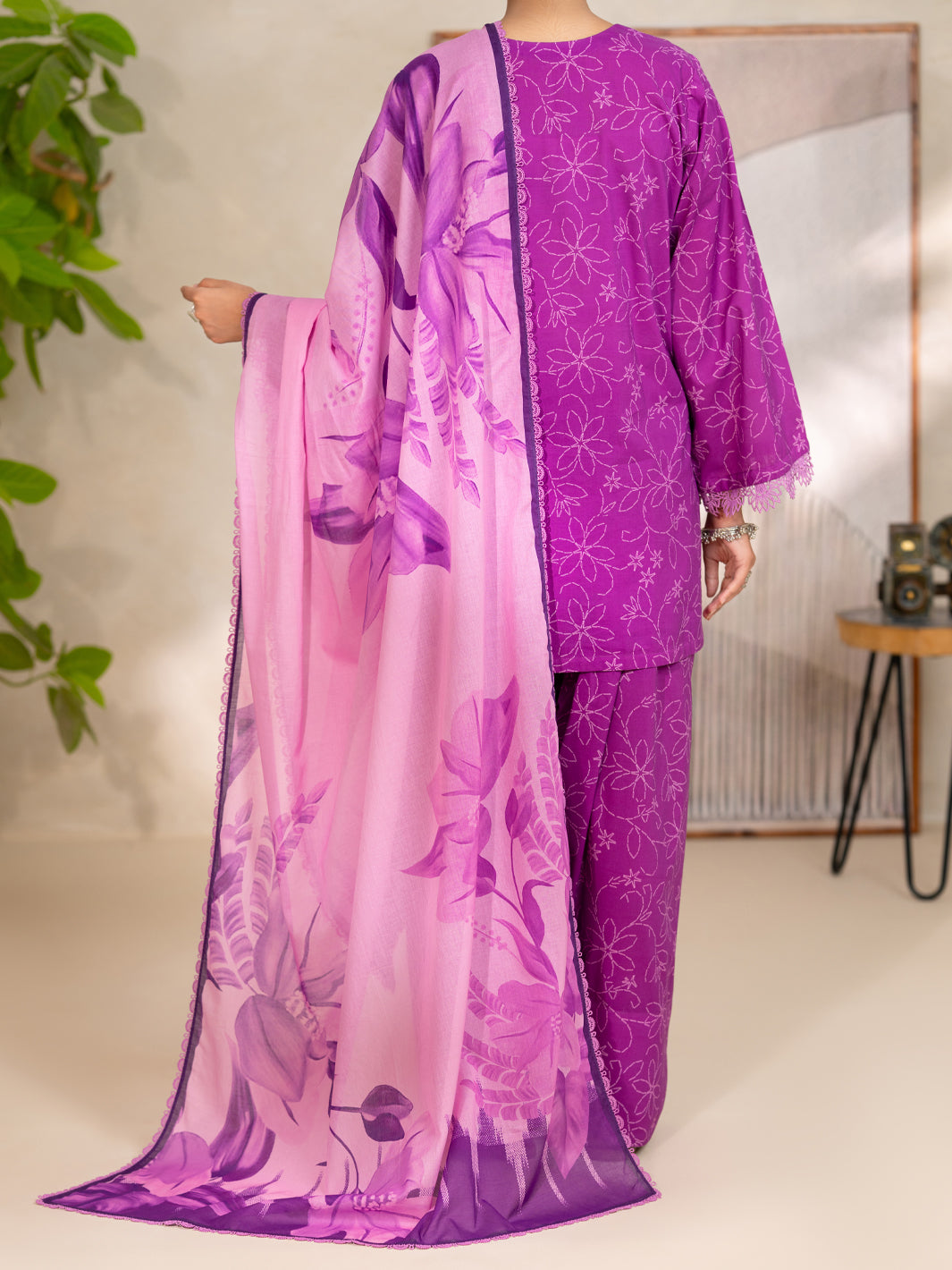 Purple Cambric 3Pc Unstitched - ALP-3PS-2694