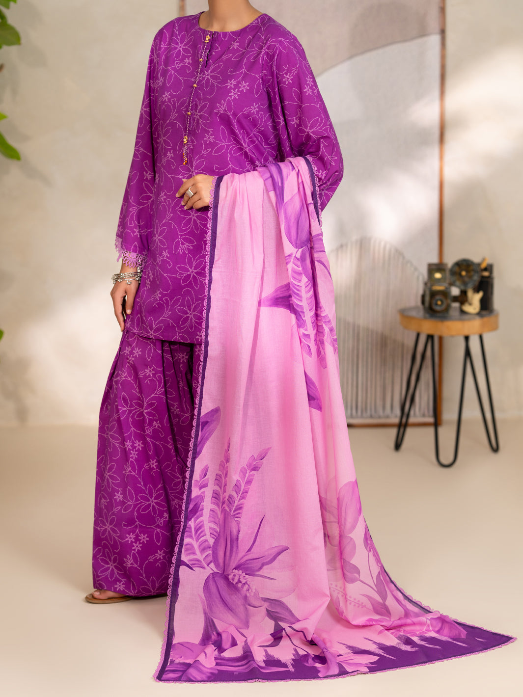 Purple Cambric 3Pc Unstitched - ALP-3PS-2694