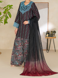 Black Dobby Unstitched 3PC - ALP-3PS-2698