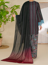 Black Dobby Unstitched 3PC - ALP-3PS-2698