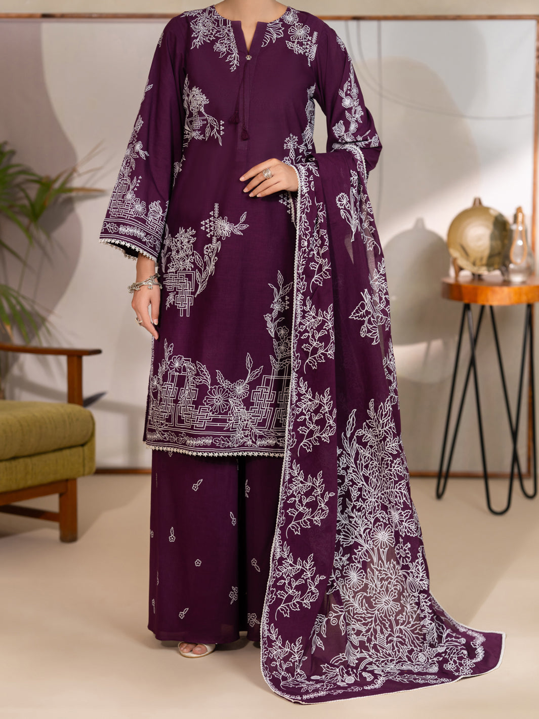 Purple Lawn Unstitched 3PC  - Women Unstitched 3 Piece | ALMIRAH
